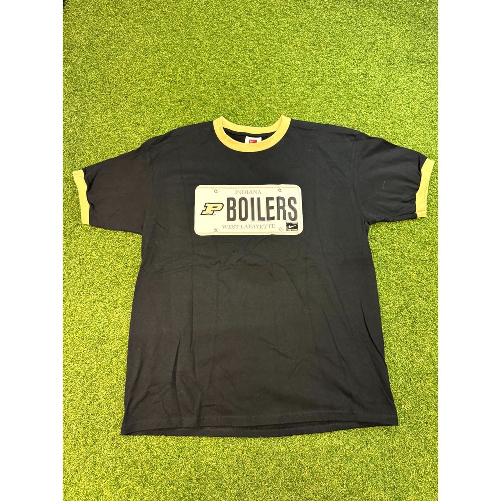 Nike Purdue Boilermakers Shirt Men's Large Black Yellow Solo Swoosh College-NCAA